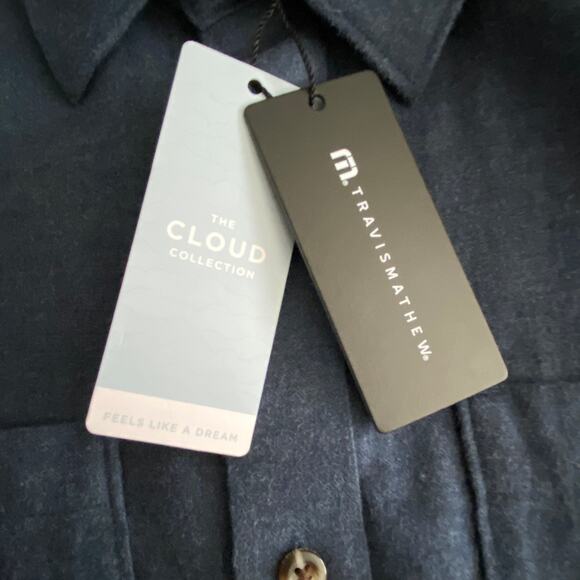 Travis Mathew Men's Medium Cloud Collection Flannel Shirt Blue Heather NEW - Picture 9 of 12